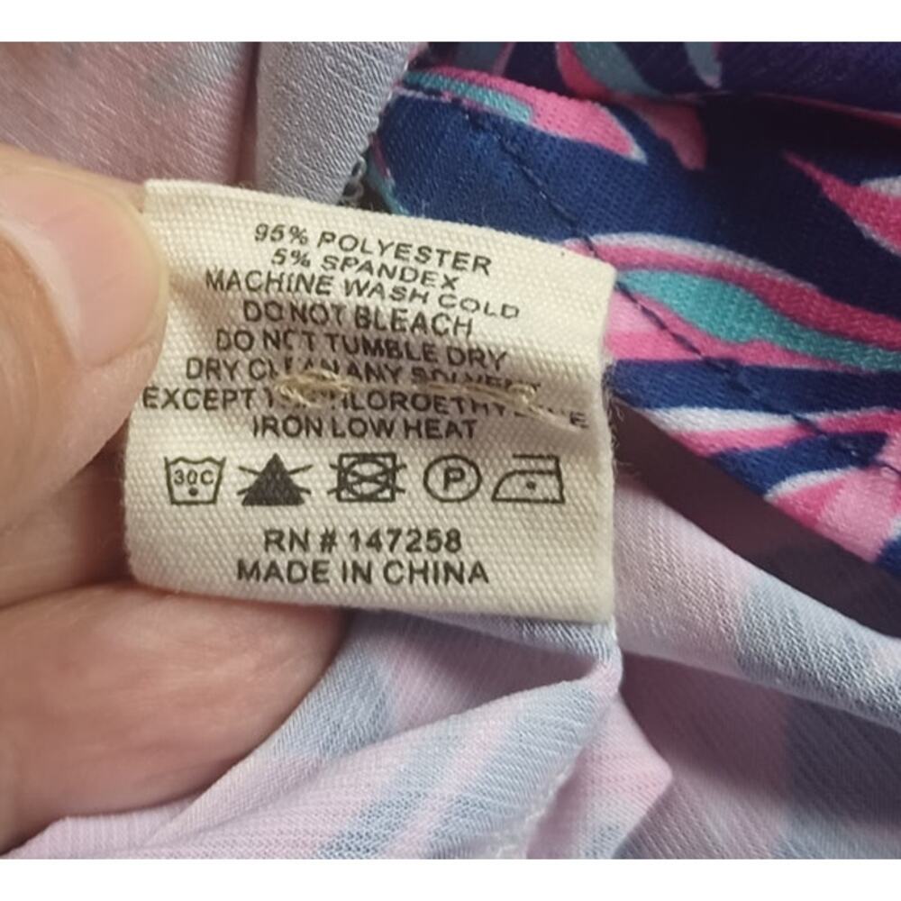 Simply Southern Tropical Palm Leaf Halter Maxi Dress Blue Pink Resort Beach L - Picture 9 of 9